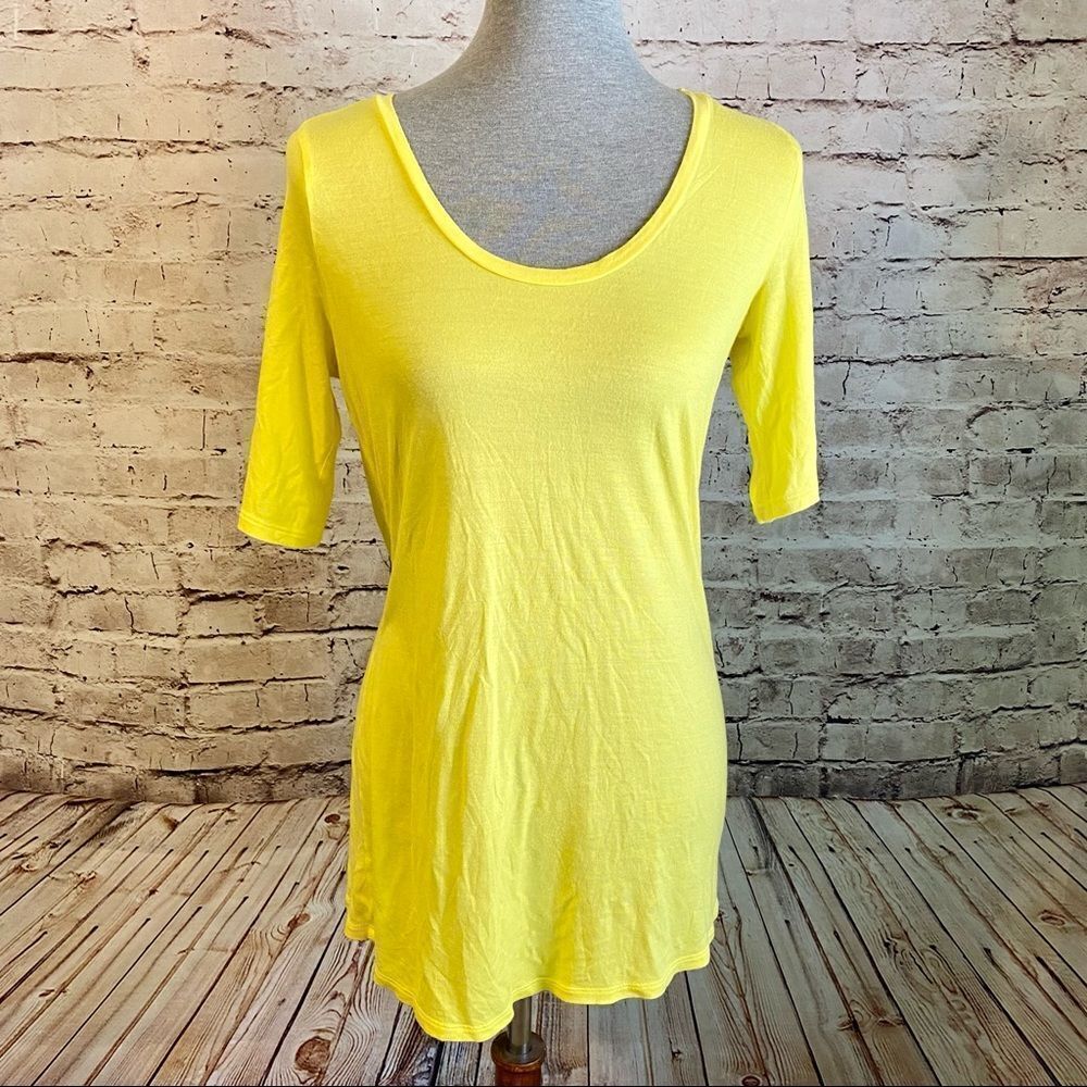 Motherhood Maternity Yellow Half Sleeve Scoop Neck Medium